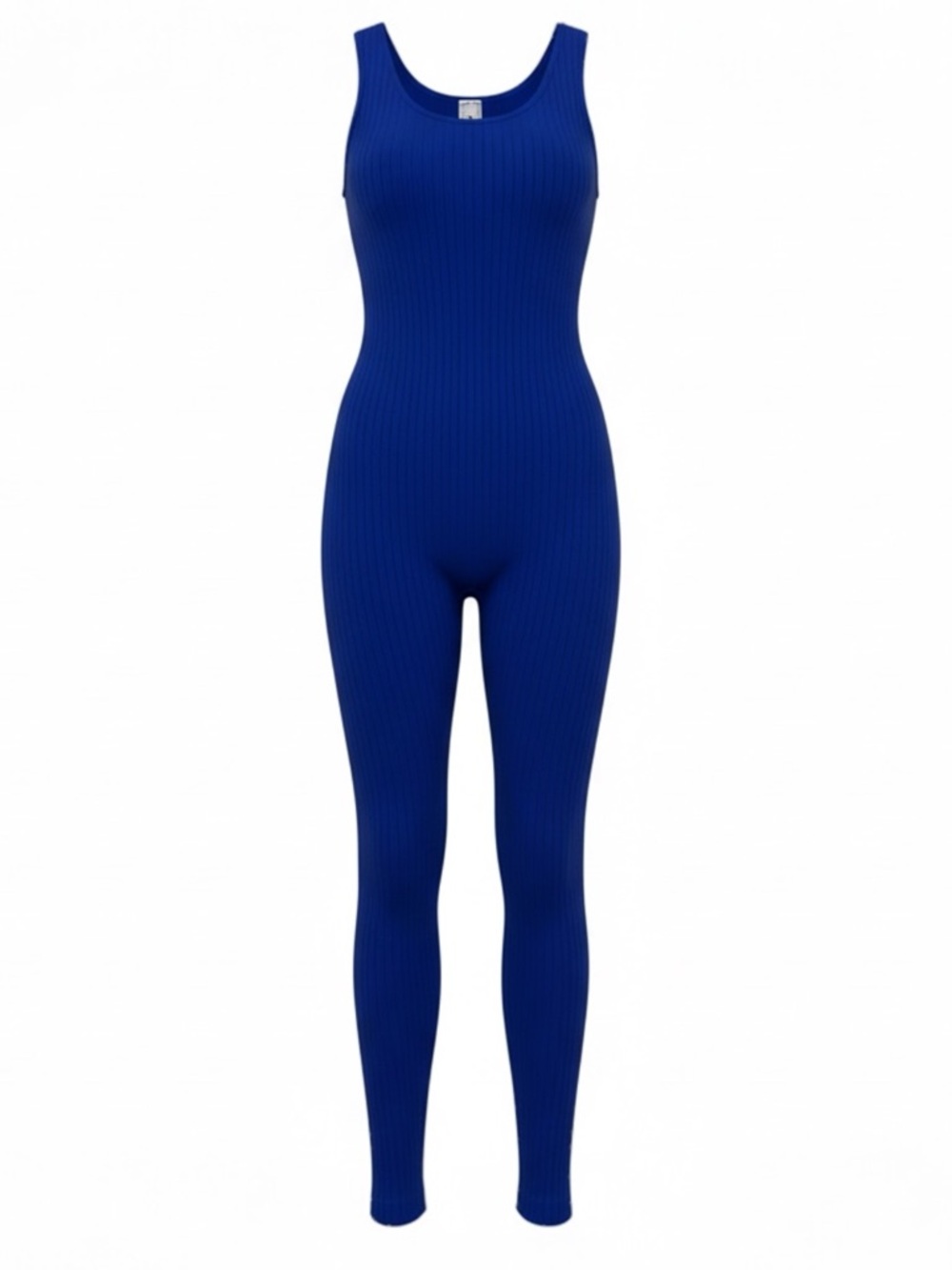 Royal Blue Ribbed Sleeveless Jumpsuit One Size